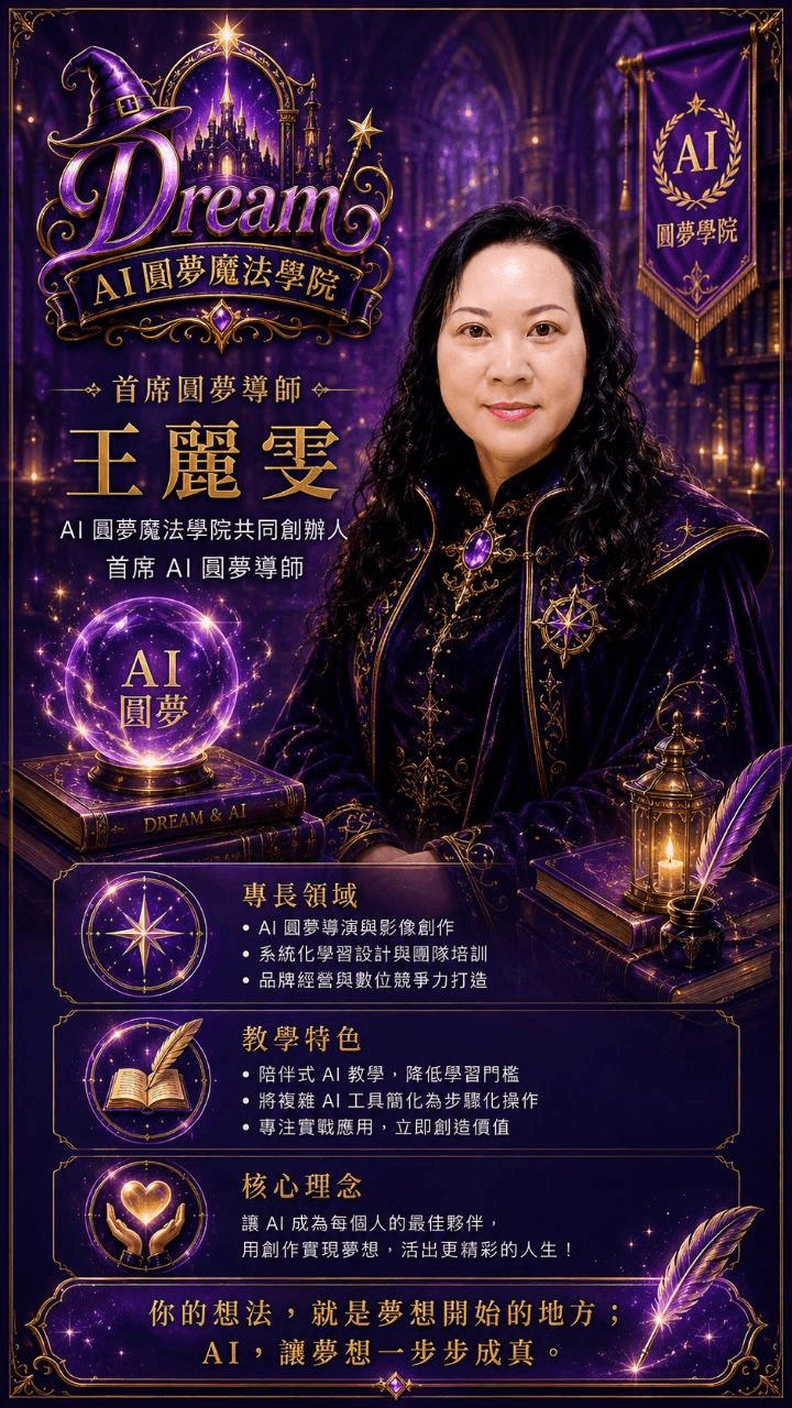 Beauty 王麗雯，AI圓夢魔法學院共同創辦人與首席魔法導師介紹